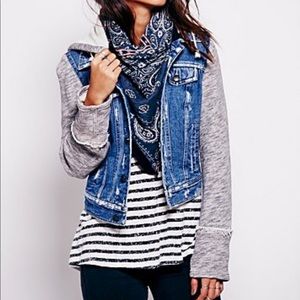 Free people knit denim hoodie